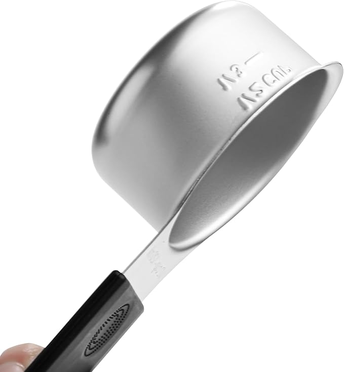 Magnetic Measuring Cups Set of 8 Stainless Steel Measuring Cup Stackable Measuring Cups for Dry and Liquid Ingredients (Black)