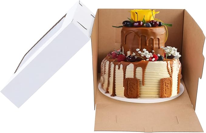 Tall Cake Boxes for Tier Cakes,12x12x10 Inch [10Pack ] Thick Sturdy Bakery Box with Window,White Cake Carrier, Disposable Cake Containers,Birthday Cake Boxes
