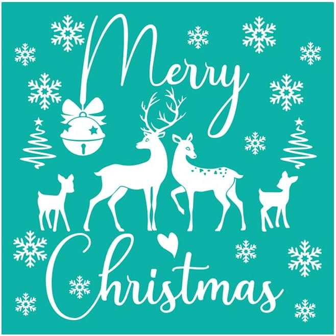 JAJADO Merry Christmas Silk Screen Stencils Elk Deer Xmas Holiday Reusable Silk Screen Transfers Screen Printing Stencils for Painting on Wood/Mup/Windows/Door, DIY Chrismtas Ornaments