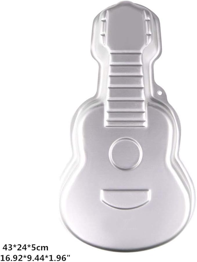 Ulalaza Aluminum Cake Mold 3D Guitar Shape Baking Pan DIY Birthday Cake Mould Kitchen Supplies