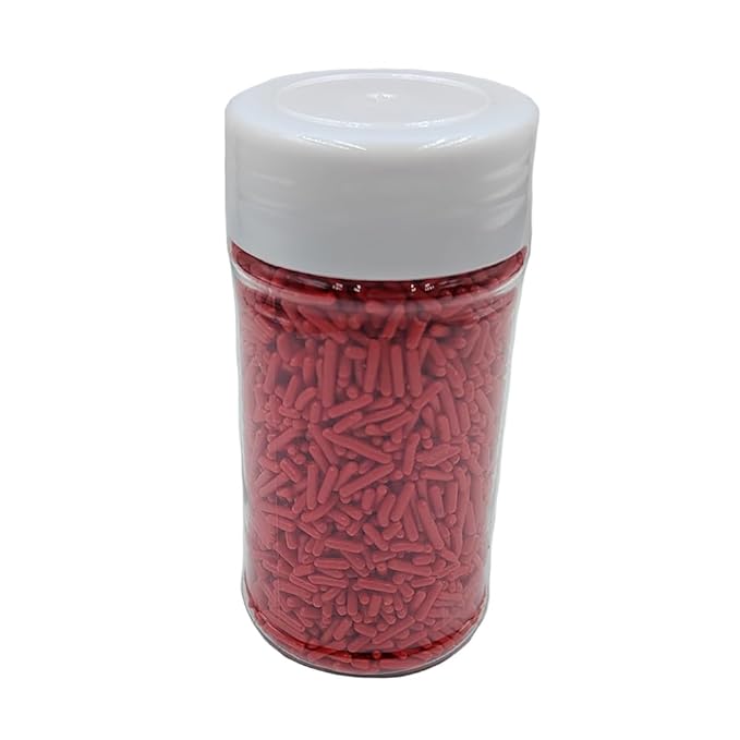 Homankit Red Jimmies Sprinkles Edible Sprinkle Candy Soft Jimmies Toppings for Ice Cream, Cupcake, Cake, Cookie, Dessert Decorating 2.75 Ounces