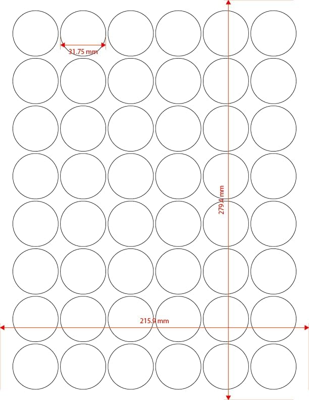 Mr-Label Printable Matte White Waterproof Sticker Labels - Tear-Resistant - Laser/Inkjet Printing - Letter Sheet MR686 (Round 1.25in, 25 Sheets)