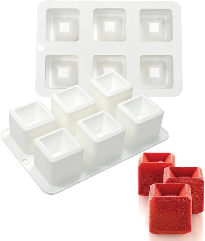 mostsom Silicone Mold Mousse Molds 3D Concave Square Shape Silicone Mould 3D Brownie Pudding Mousse Chocolate Dessert DIY Baking Cake Decoration Tool (F_ Concave Square)