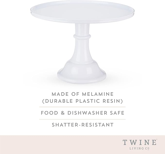 Twine Melamine Cake Stand, Cupcake Display Home Decor Food and Dessert Serving Accessory, 11.5 x 8 Inches, White, Set of 1