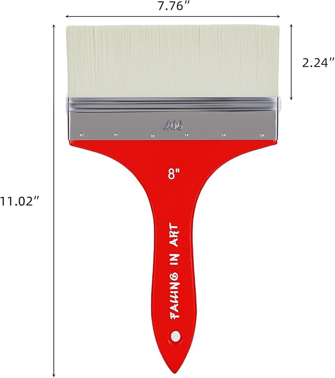 Falling in Art Flat Paddle Paint Brush, Large Scale Brush for Oil and Acrylic Paints, 8 Inch