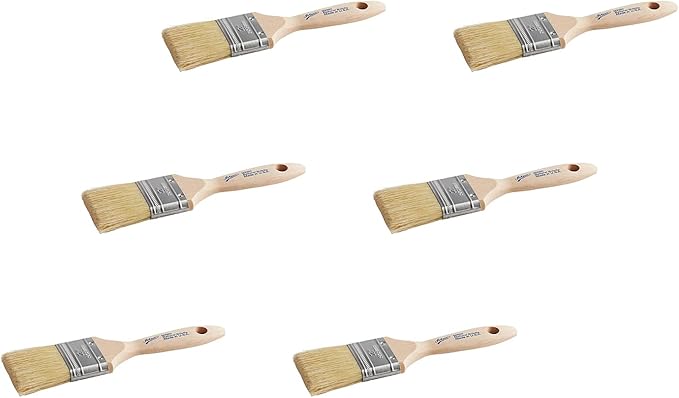 White 60020 Wooden Boar Bristle Pastry Brush (6 PC, Flat 2")