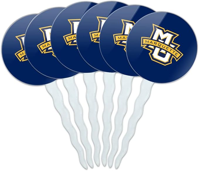 Marquette University Primary Logo Cupcake Picks Toppers Decoration Set of 6