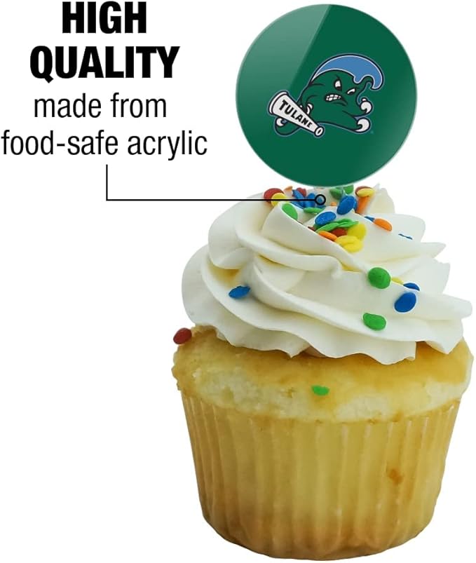 Tulane University Primary Logo Cupcake Picks Toppers Decoration Set of 6