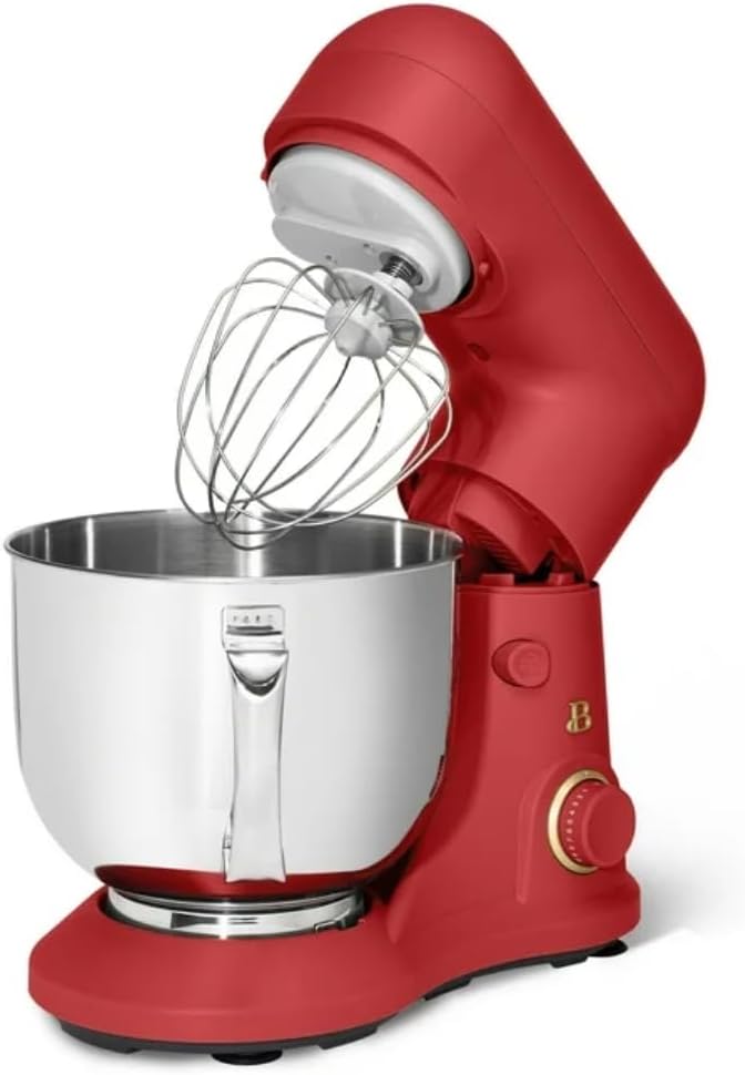 Beautiful 5.3QT 300W Stand Mixer with 12 Speeds, Tilt-Head, Splash Guard & Dishwasher-Safe Accessories, Soft Matte Finish – Mixes Up to 9 Dozen Cookies (Tomato Red)