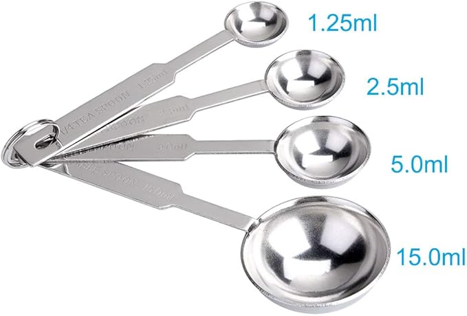 4Pcs Measuring Spoons Set, Premium Stainless Steel Metal Spoon Set, Tablespoon and Teaspoon, for Accurate Measure Liquid or Dry Ingredients, for Cooking Baking, Dishwasher Safety