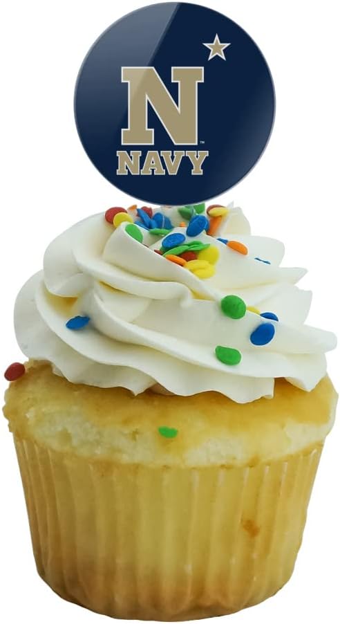 US Naval Academy Primary Logo Cupcake Picks Toppers Decoration Set of 6