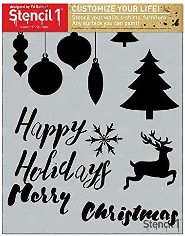 Stencil1 Holiday Card Making 8 Pack Set Stencil – Reusable Winter Christmas Template for DIY Crafts, Holiday Decor, Painting on Wood, Fabric, Cards & More - 8.5" x 11"