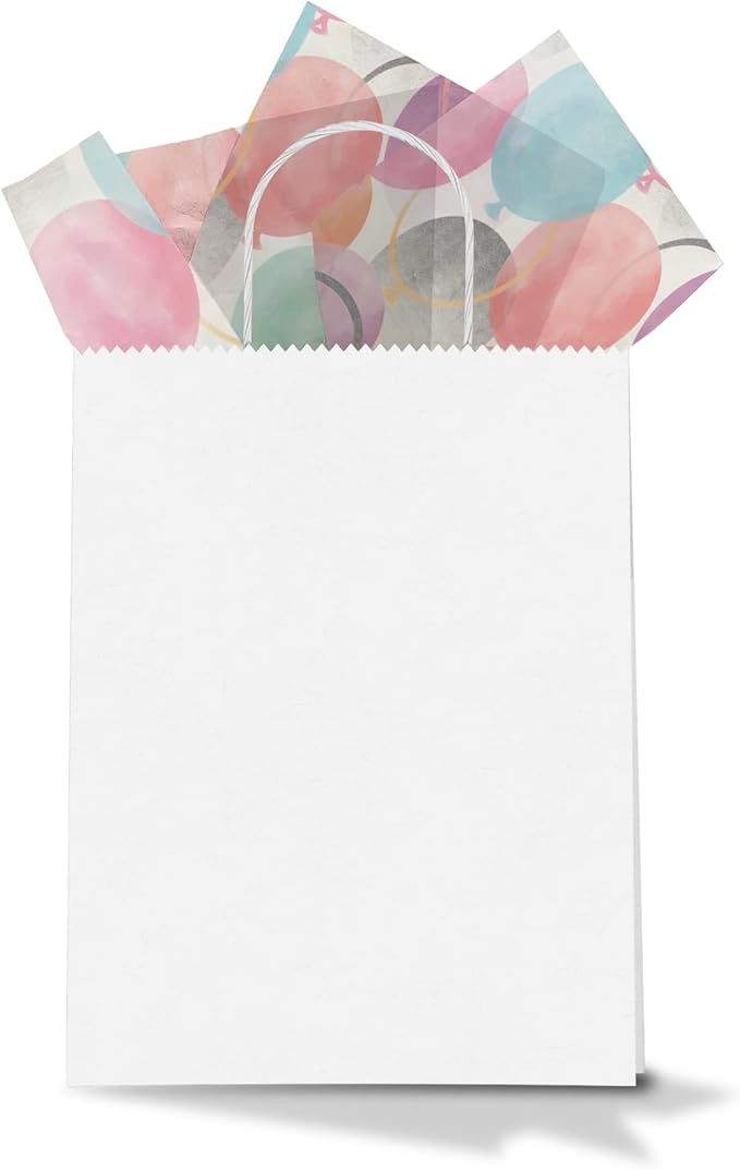 Colorful Balloons Birthday Printed Tissue Paper for Gift Bags or Boxes and Wrapping - Bulk Decorative Art Tissue Paper for Packaging and Gifting | 24 Sheets 20" x 30"