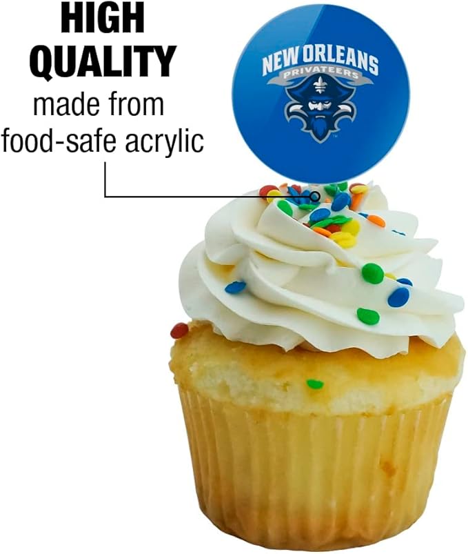 The University of New Orleans Primary Logo Cupcake Picks Toppers Decoration Set of 6