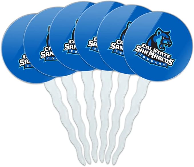 California State University San Marcos Primary Logo Cupcake Picks Toppers Decoration Set of 6