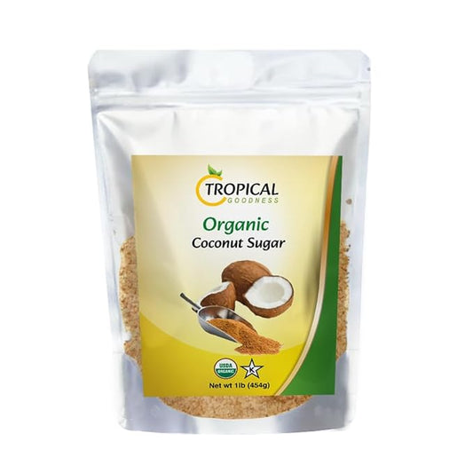 Tropical Goodness Organic Coconut Palm Sugar — 16 oz (1 lb) | USDA Organic • Kosher • Vegan • Non-GMO | Natural Low-Glycemic Sweetener for Baking, Coffee, & Cooking — Sustainable, Unrefined Tropical Flavor