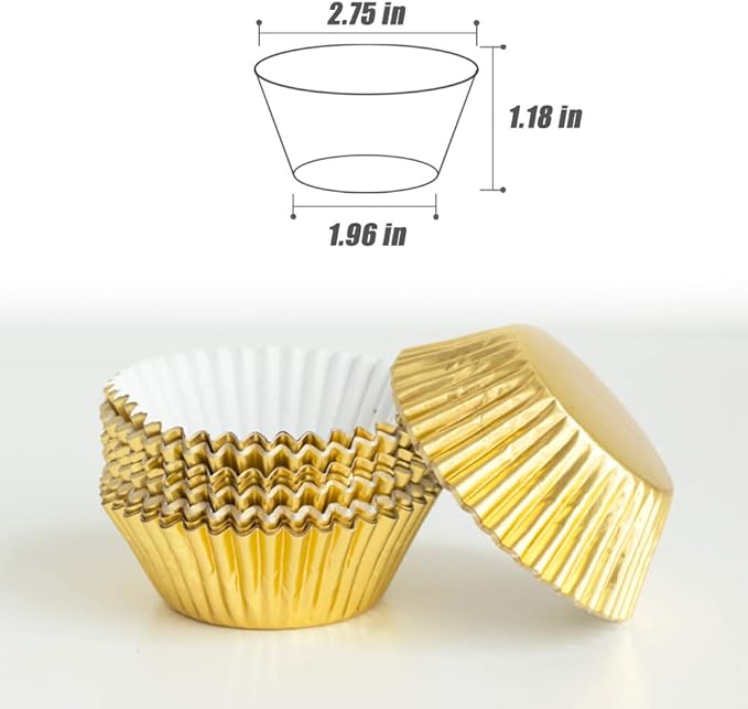 Gold Cupcake Liners,GOLF Standard Size Gold Foil Cupcake Liners Wrappers Metallic Baking Cups,Muffin Paper Cases, 100 Pack