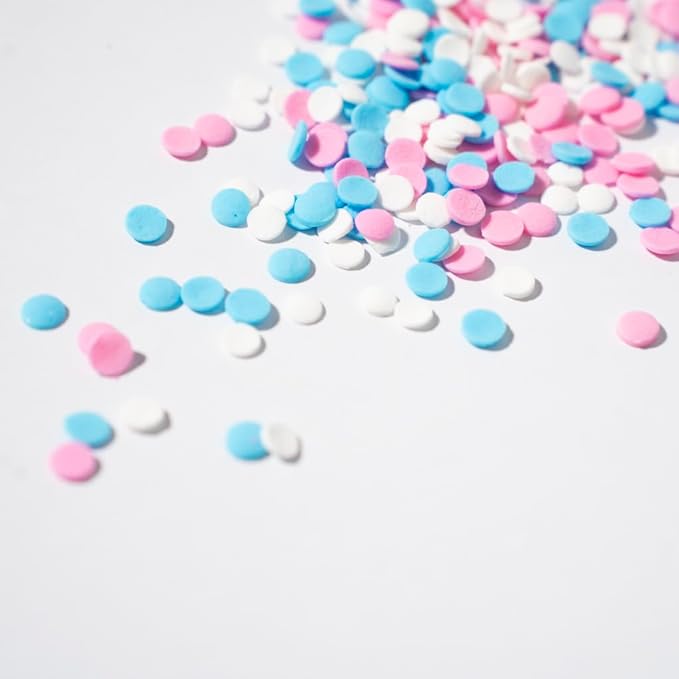 NIPEOR Christmas Rainbow Sprinkles Blue Pink White Confetti Sprinkles 3.53oz/100gEdible Sprinkle Topping Confetti Sprinkles, Round Cupcake Sprinkles for Cake Decorating, Candy Sprinkles and Ice Cream Toppings (Rainbow Confetti Blue Pink)