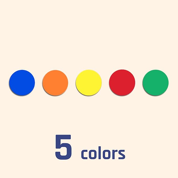 900 Pack - Colored Shape Stickers Labels, 3/4" - 4 Shapes, 5 Colors