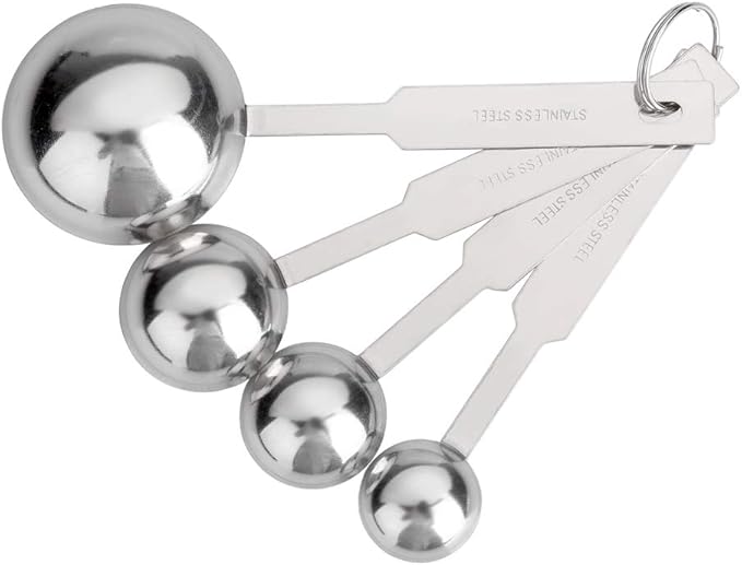 4Pcs Measuring Spoons Set, Premium Stainless Steel Metal Spoon Set, Tablespoon and Teaspoon, for Accurate Measure Liquid or Dry Ingredients, for Cooking Baking, Dishwasher Safety