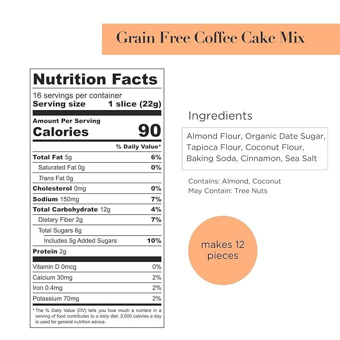 Stellar Eats Grain-Free Coffee Cake Baking Mix | Gluten-Free, Dairy-Free, Plant-Based, Paleo-Friendly, Naturally Sweetened with Date Sugar, Certified Kosher | Almond Flour-Based | 2 Pack
