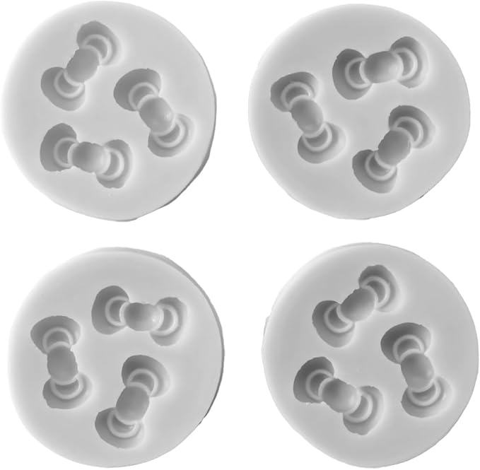 Bow Silicone Fondant Molds 4PCS Gray Liquid Silicone Cake Decoration Moulds for Baking DIY Tools Chocolate Candy Resin Crafts（2.36Inch）