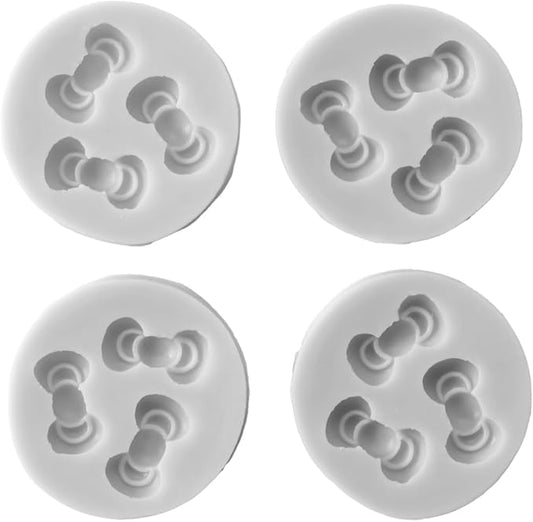 Bow Silicone Fondant Molds 4PCS Gray Liquid Silicone Cake Decoration Moulds for Baking DIY Tools Chocolate Candy Resin Crafts（2.36Inch）