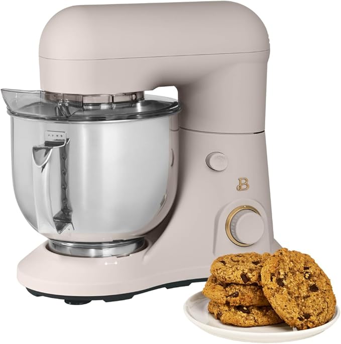 Beautiful 5.3QT 300W Stand Mixer with 12 Speeds, Tilt-Head, Splash Guard & Dishwasher-Safe Accessories, Soft Matte Finish – Mixes Up to 9 Dozen Cookies, Includes Dough Hook & Whisk (Porcini Taupe)