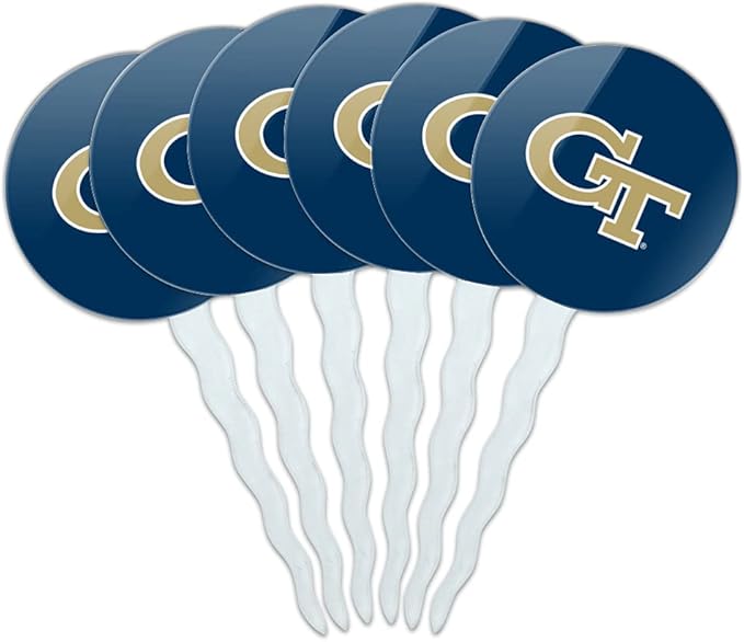 Georgia Tech Primary Logo Cupcake Picks Toppers Decoration Set of 6