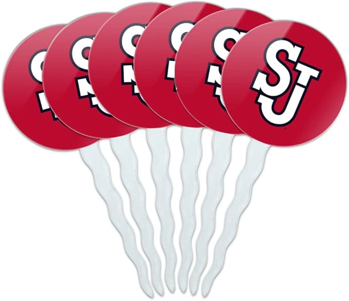 St. John's University Primary Logo Cupcake Picks Toppers Decoration Set of 6