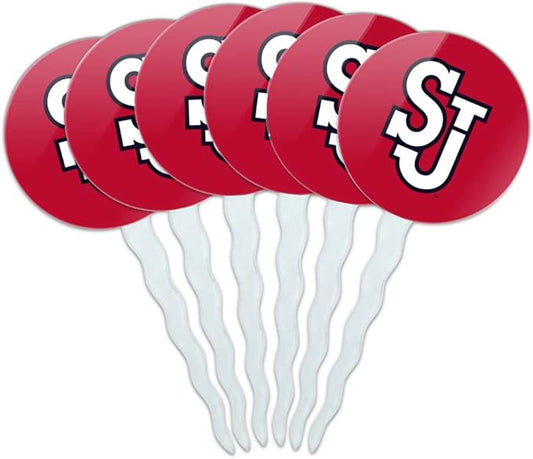 St. John's University Primary Logo Cupcake Picks Toppers Decoration Set of 6