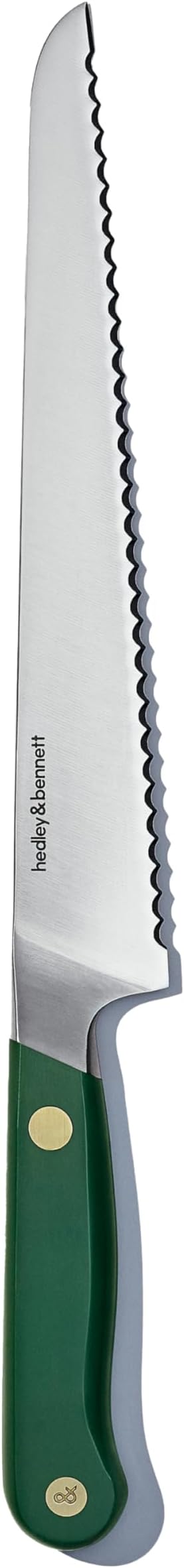 hedley & bennett Bread Knife - 8.6 Inches German High Carbon Stainless Steel, Ultra Sharp Serrated Blade for Homemade Bread, Cakes & Pastries - Shiso (Green)