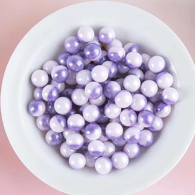 Rainbow Sprinkles White Purple Edible Pearl Christmas Cake sprinkles,Cookie sprinkles,Sugar Pearl, Edible Candy Pearls 7mm 130g 4.6OZ for Cake Cupcake Decorationg (Purple+White)