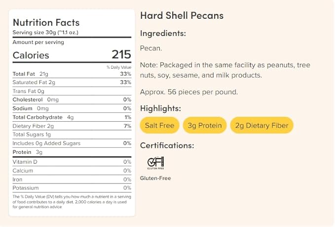 Nuts.com Pecans in Shell, 1lb Bag – Naturally Sweet, Raw, Fresh & Crunchy Nuts in Hard Shell – High in Fiber, Protein, and Healthy Fats (Pack of 2)