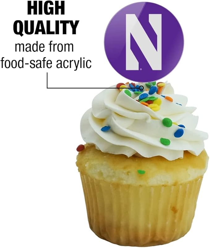 GRAPHICS & MORE Northwestern University Primary Logo Cupcake Picks Toppers Decoration Set of 6