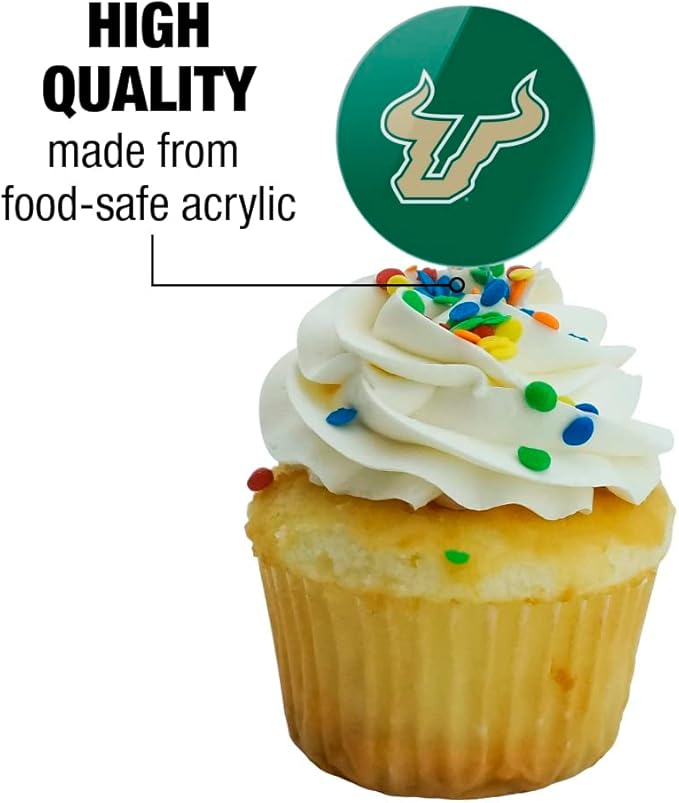 University of South Florida Primary Logo Cupcake Picks Toppers Decoration Set of 6