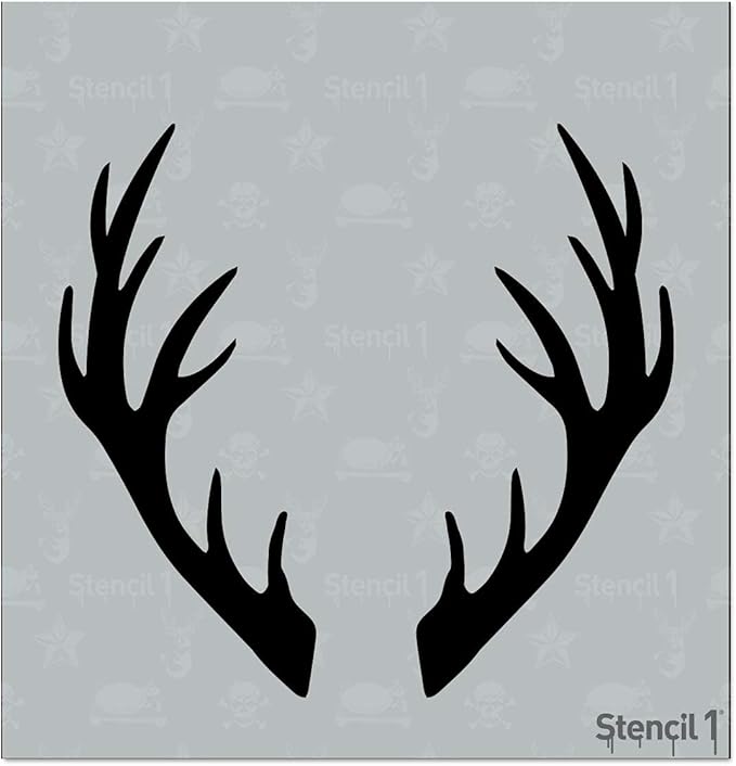 Stencil1 Deer Antlers Stencil – Reusable Winter Template for DIY Crafts, Holiday Decor, Painting on Wood, Fabric, Cards & More - 5.75" x 6"