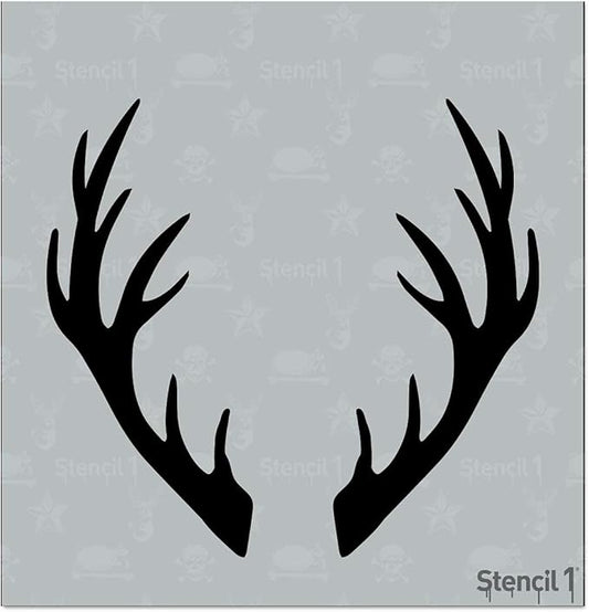 Stencil1 Deer Antlers Stencil – Reusable Winter Template for DIY Crafts, Holiday Decor, Painting on Wood, Fabric, Cards & More - 5.75" x 6"