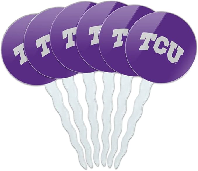 TCU Primary Logo Cupcake Picks Toppers Decoration Set of 6