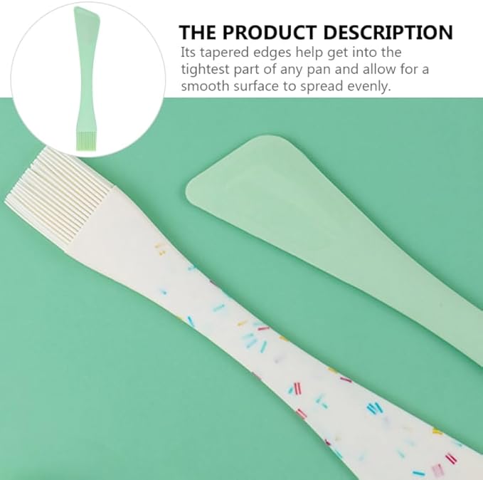 Hemoton Dual-Head Silicone Spatula and Oil Brush,Dual-Purpose Silicone Pastry Brush and Spatula,Baking Scraper,Non-Stick Scraper for Cooking,Mixing and Baking