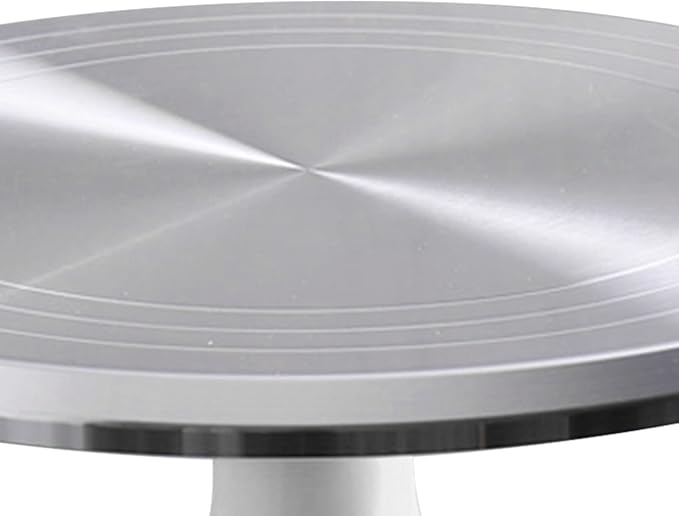 Revolving Cake Decorating Stand, Silent Bearing Cake Turntable 10 Inch Sturdy Rounded Edges Professional Aluminum Alloy for Cake Decorating Supplies (White)