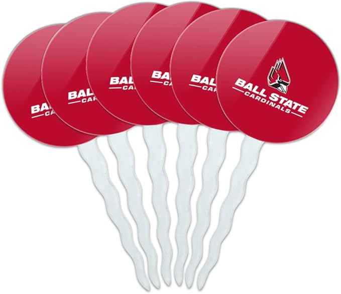 Ball State Primary Logo Cupcake Picks Toppers Decoration Set of 6