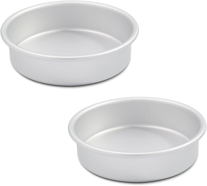 Aluminum smash cake 6×2 inch round Cake Pans Set of 2,anodized aluminum, baking pan For birthday cake, party Silver (6×2 round Cake Pan, Set of 2)
