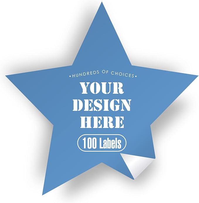 Custom Stickers Personalized Labels - Customized Stickers with Any Design Image Logo Text,Custom Thank You Label Stickers,Custom Stickers for Business Logo,100 Labels (Star,2"x2")