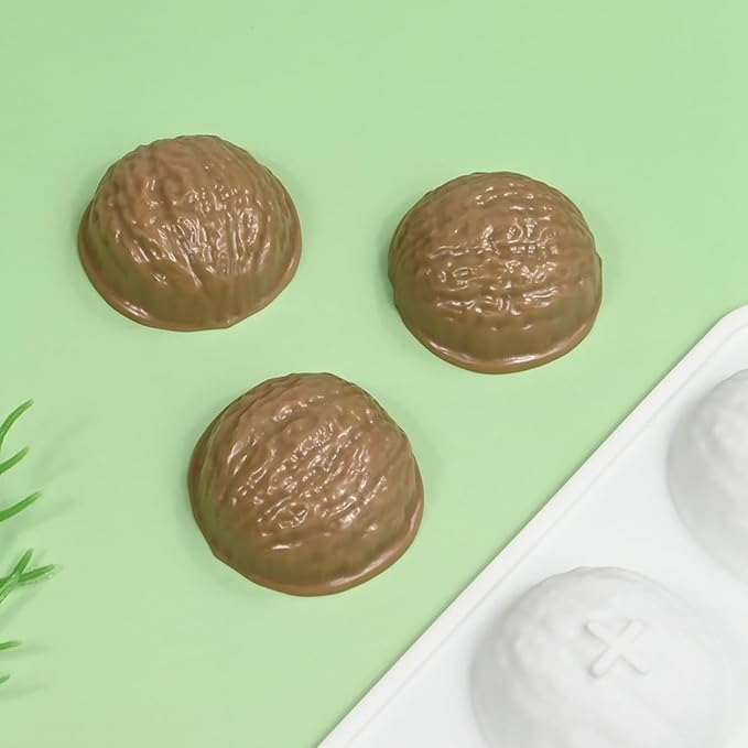 mostsom Silicone Mold Mousse Molds 12 Grids Walnut Shape Silicone Cake Baking Mold for Making Chocolate Mousse Dessert Baking Decorating Tools (B_ Walnut)