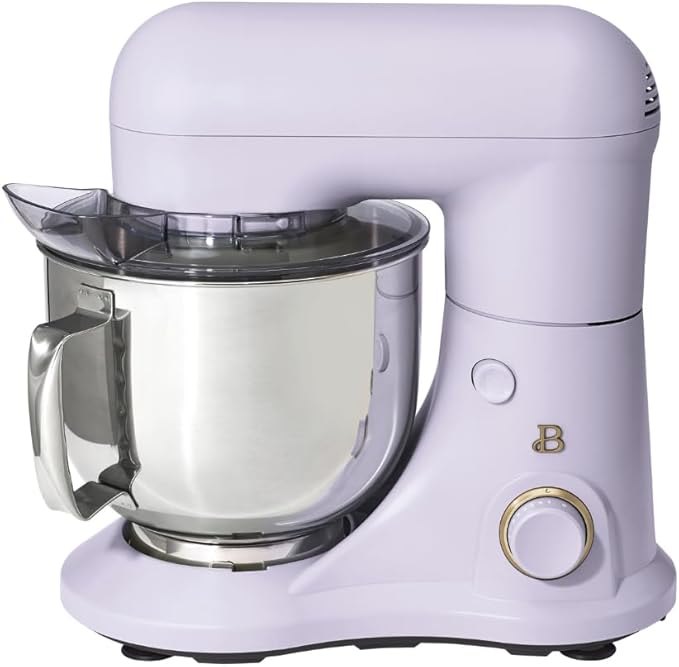 Beautiful 5.3QT 300W Stand Mixer with 12 Speeds, Tilt-Head, Splash Guard & Dishwasher-Safe Accessories, Soft Matte Finish – Mixes Up to 9 Dozen Cookies, Includes Dough Hook & Whisk (Lavender)