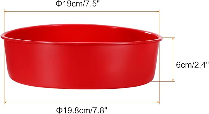 HARFINGTON 3 Pcs Round Cake Pans 7.8" Nonstick Quick Release Silicone Cake Mould Bakeware Tools for Baking Cupcakes Bread Pizza, Red