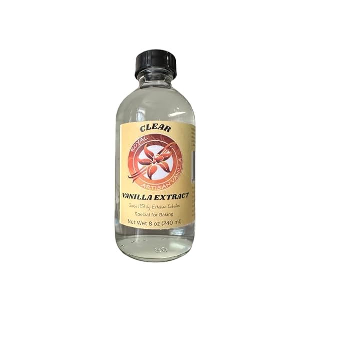 Royal Artisan Clear Vanilla Extract, with real vanilla bean, Organic, colorless; ideal for white icings, buttercream, light cakes and beverages; clean flavor; 8 fl oz (240 ml) glass bottle