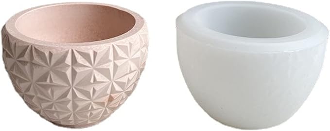 Diamond Texture Concrete Flower Pot Silicone Mold Plaster Succulent Planter Vase Mold Epoxy Resin Cement Clay Mould