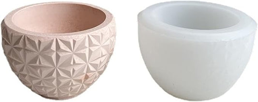 Diamond Texture Concrete Flower Pot Silicone Mold Plaster Succulent Planter Vase Mold Epoxy Resin Cement Clay Mould